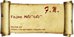 Fejes Máté névjegykártya